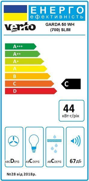 Кухонна витяжка Ventolux GARDA 50 WH (700) SLIM 10006 фото