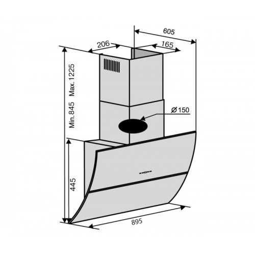 Кухонна витяжка Ventolux SPACE 90 BK (1200) TRC AO 8092 фото