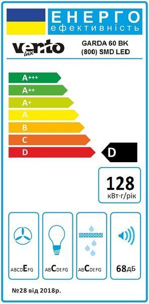 Кухонна витяжка Ventolux GARDA 60 BK (800) SMD LED 10008 фото