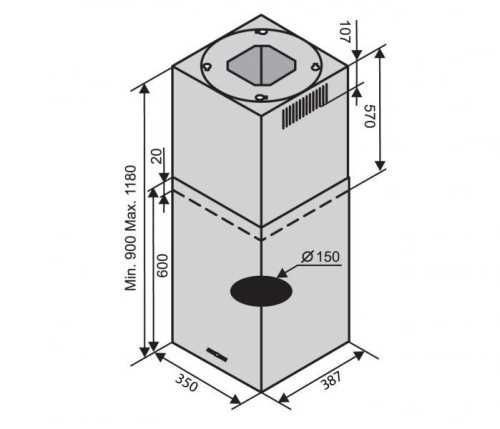 Витяжка до кухні Ventolux ISOLA CUBE 1200 3969 фото