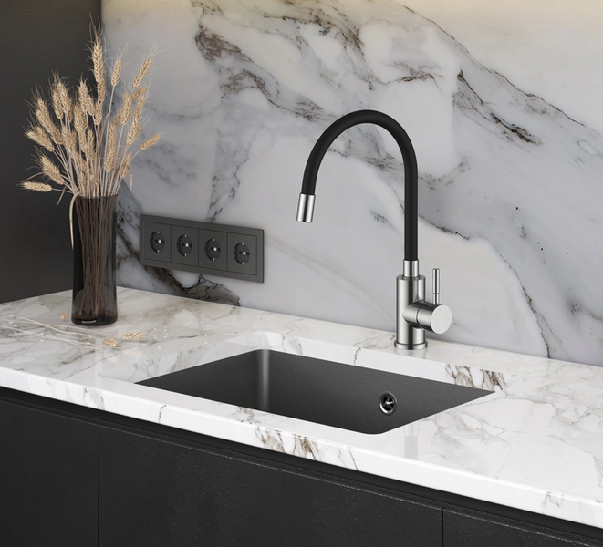 Смеситель для кухни с гибким изливом FLEXA 5543 Matte black | MB №5543 5543-MB фото