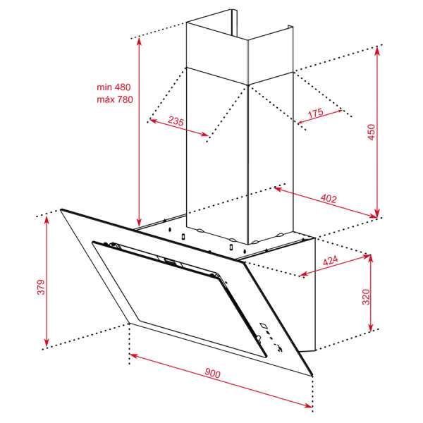 Витяжка кухонна Teka DVT 98660 TBS BK (112930043) чорне скло 10218 фото