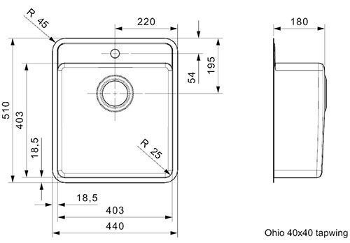 Стальная мойка REGINOX Ohio 40x40 tapwing sahara sand 10362 фото