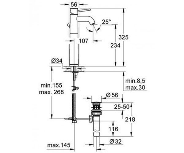 Високий змішувач GROHE BAU CLASSIC 32868000 9668 фото