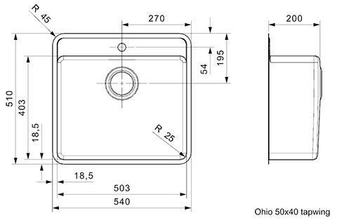 Сталева мийка REGINOX Ohio 50x40 tapwing atomic grey 10364 фото