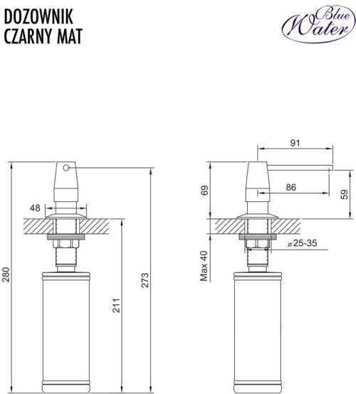 Дозатор BlueWater Toronto MAT black 35762183726190 фото