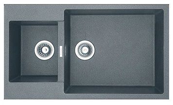 Гранитная мойка Fabiano Quadro 86x50x15 Titanium 71312185451159 фото