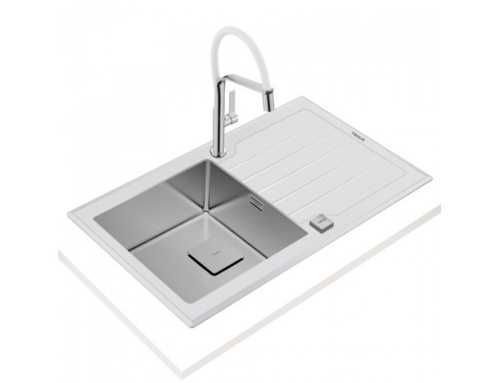 Кухонная мойка Teka Diamond 1B 1D 86 (115100012) белое стекло 9011 фото