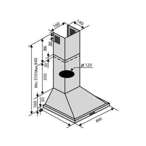 Кухонная вытяжка Ventolux LIDO 60 INOX (450) 8049 фото