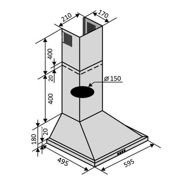 Кухонна витяжка Ventolux LIDO 60 INOX (700) 10025 фото