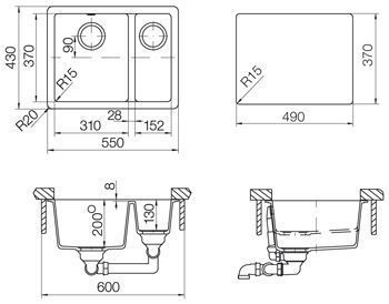 Мойка гранитная SCHOCK Quadro N-150 12903682649314 фото