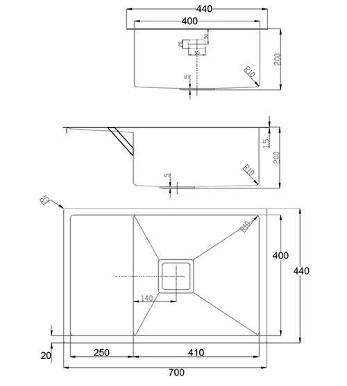 Кухонна мийка Fabiano Quadro 70 D 10639 фото