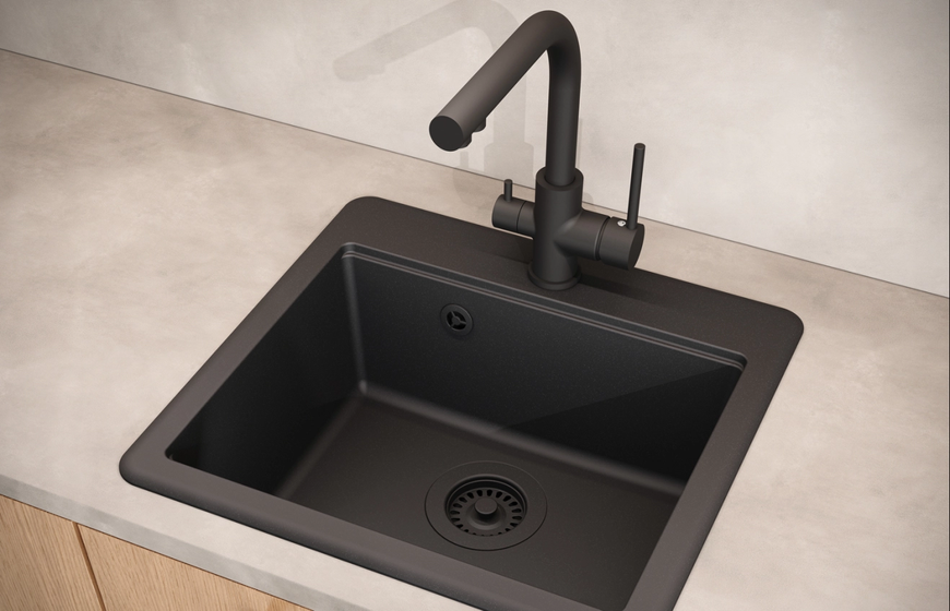 Гранитная мойка SQE100 Black metallic | 601 SQE100 фото Гранитная мойка SQE100 Black metallic | 601 SQE100 фото
