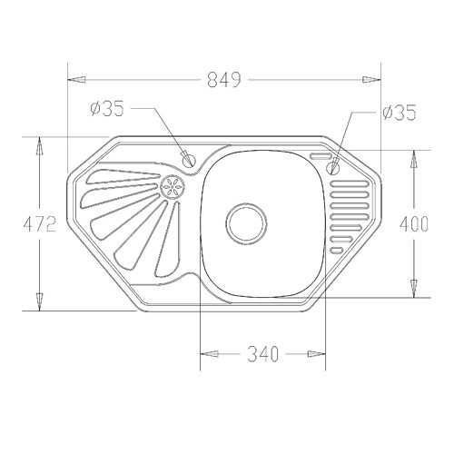 Кухонная мойка Fabiano Model 85x47 Decor (угловая) 12992084570150 фото