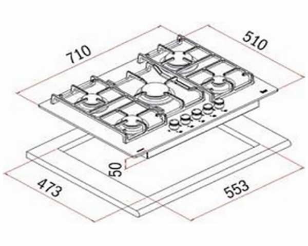 Газова варильна поверхня Teka CGW LUX 70 5G AI AL TR (40215706) чорний 10210 фото